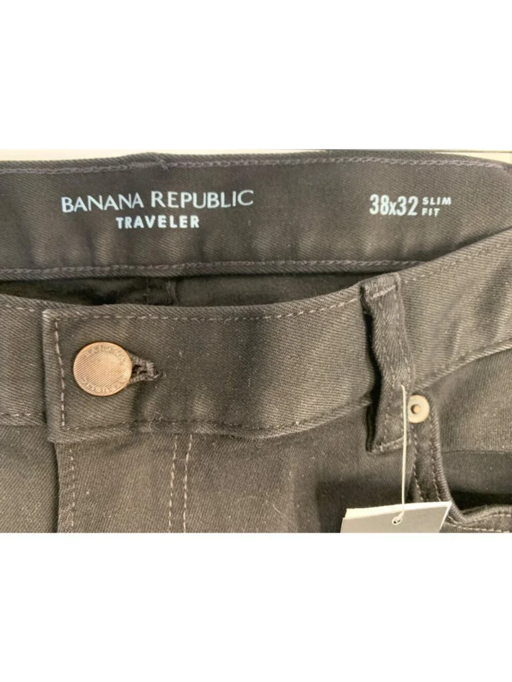 Banana Republic Traveler Luxe Slim Fit Black Jeans 38x32 Mid Rise NWT $129